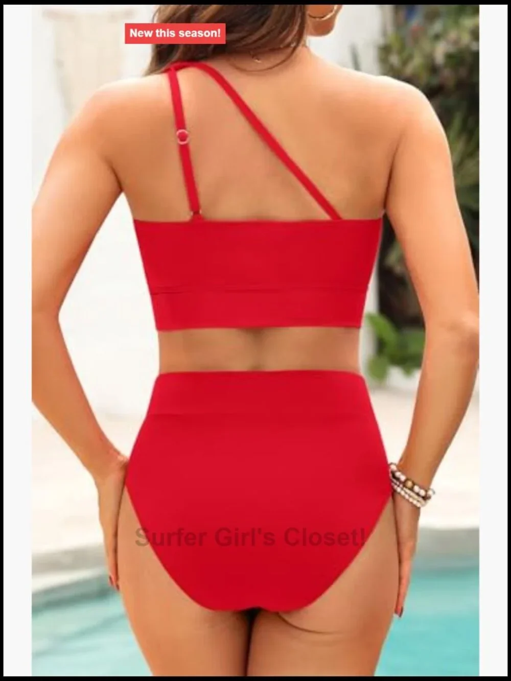 One Shoulder High Waisted Bikini Set Tummy Control Full Coverage Swimwear